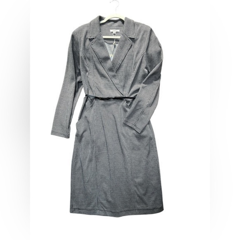 NWT Black and White Houndstooth Belted Dress, Size XL